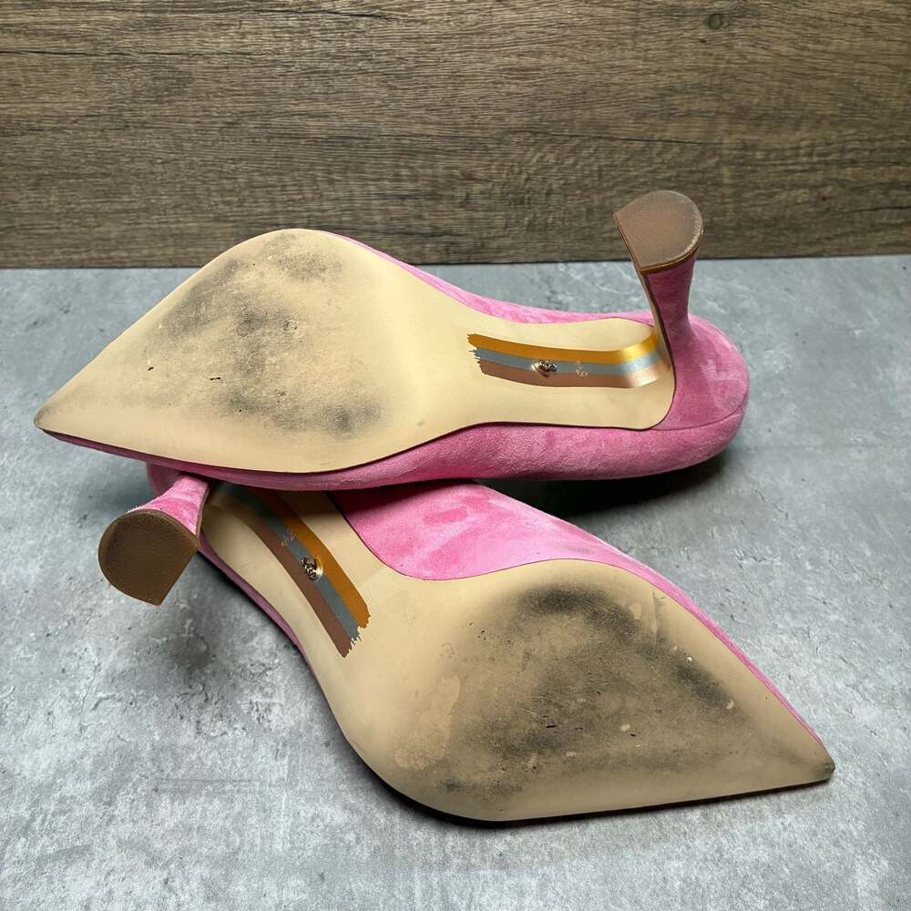Sam Edelman Candy Pink Suede Pointed Toe High Heel Pumps - Picture 6 of 7